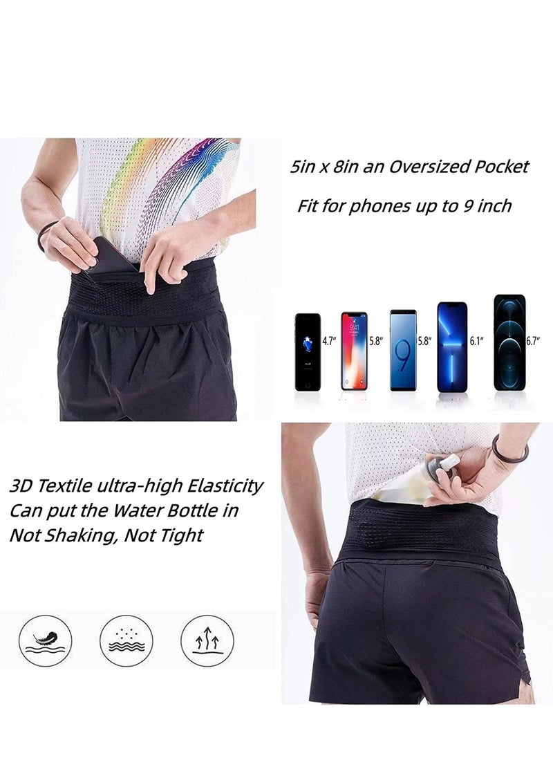 Excefore - Running Belt, Running Funny Pack for Phone, Moisture Wicking Storage Belt Bag for Walking Travel Sports Hiking Workout Women Men 4 Large Security Pockets - Image 1