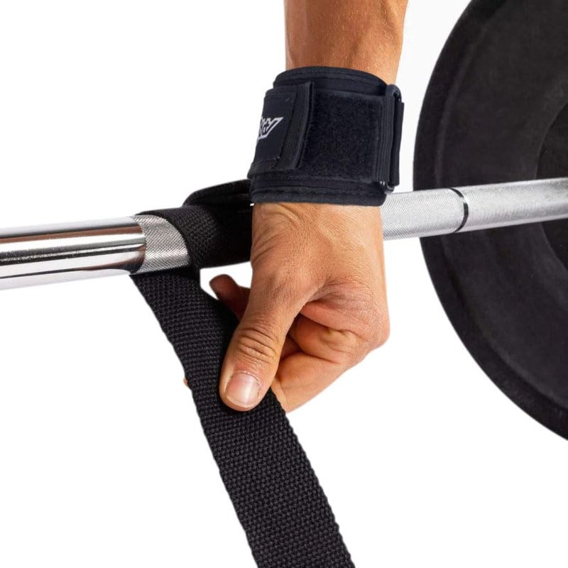 Aprodo Power Weight Lifting Bar Straps With Wrist Support Wraps, Gym Workout, Bodybuilding, Powerlifting, Strength Training For Men & Women (GREY AND BLACK) - Image 5