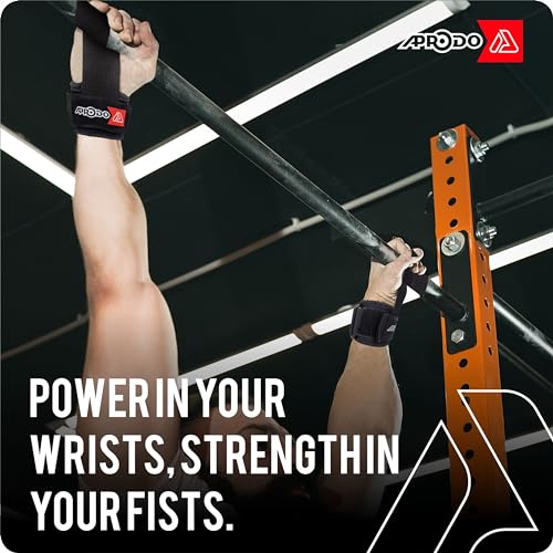 Aprodo Power Weight Lifting Bar Straps With Wrist Support Wraps, Gym Workout, Bodybuilding, Powerlifting, Strength Training For Men & Women (GREY AND BLACK) - Image 3
