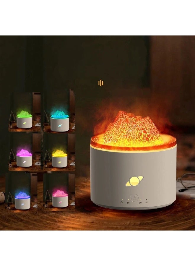 Volcano Aroma Diffuser & Cool Mist Humidifier with LED Flame Night Light, Jellyfish Mist Effect, USB Essential Oil Diffuser, Ultrasonic Air Humidifier, 1H/3H/5H Timer for Bedroom, Office & Home, 300ML - Image 3