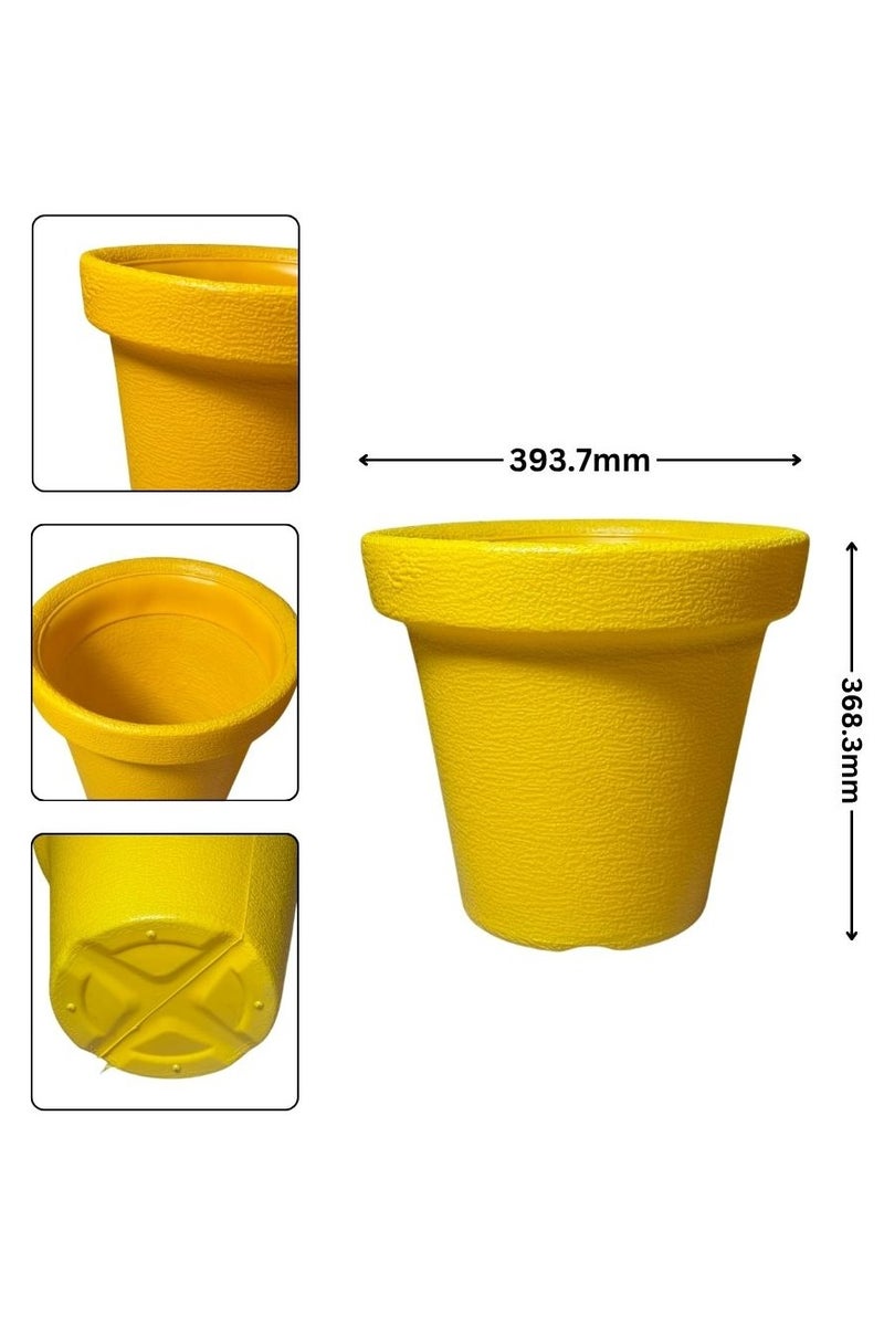 إس إن إتش وعاء زهور بلاستيكي متين - حاويات نباتات متعددة الاستخدامات للاستخدام الداخلي والخارجي، مثالي للاستخدام في البستنة والحضانة، مقاس صغير 16 بوصة - لون أصفر - Image 2