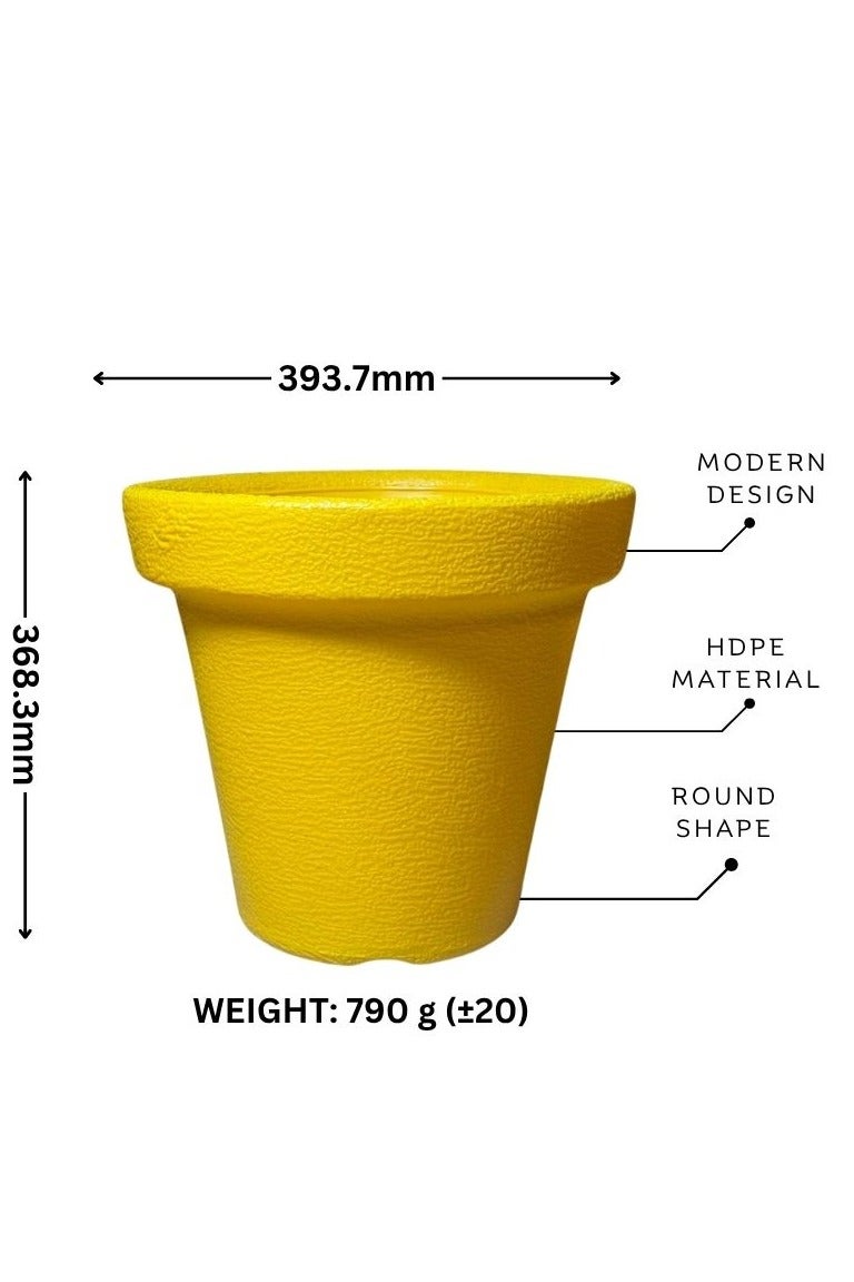 إس إن إتش وعاء زهور بلاستيكي متين - حاويات نباتات متعددة الاستخدامات للاستخدام الداخلي والخارجي، مثالي للاستخدام في البستنة والحضانة، مقاس صغير 16 بوصة - لون أصفر - Image 1