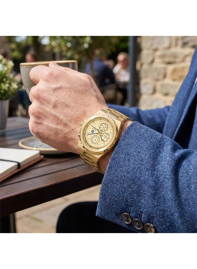 Ben Sherman Gold Manchester  Gold Dial Gold Stainless Steel Bracelet Chronograph Watch for Men, 43mm for Men | Best Price UAE