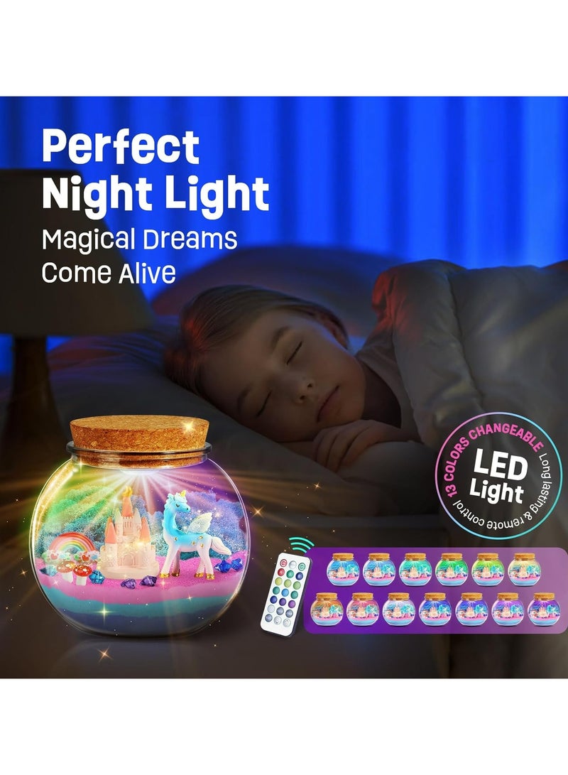 Unicorn Terrarium Craft Kit for Kids Gifts for Girls Night Light Up Terrarium Kit DIY Unicorn Birthday Gift Toys for Girls Ages 4 5 6 7 8-12 Year Old Unicorn Art Craft Kit with Remote - Image 5