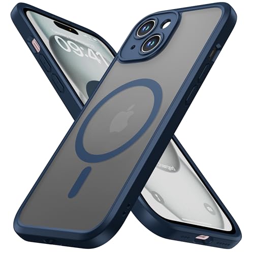 ImpactStrong Magnetic Guard Designed for iPhone 15 Case [Camera Protection] [Military Grade Drop Tested] [Compatible with MagSafe] Slim Translucent Matte Phone Case (6.1") - Navy Blue - Image 1