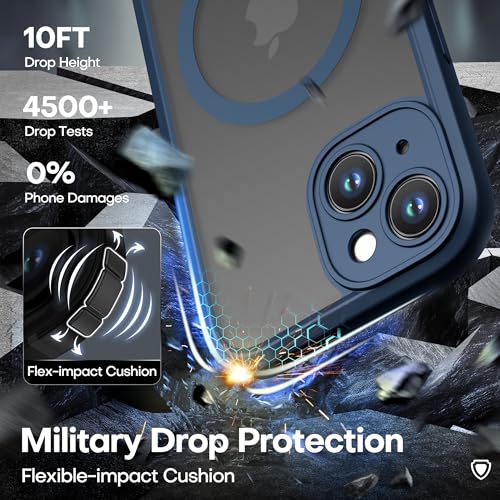 ImpactStrong Magnetic Guard Designed for iPhone 15 Case [Camera Protection] [Military Grade Drop Tested] [Compatible with MagSafe] Slim Translucent Matte Phone Case (6.1") - Navy Blue - Image 5