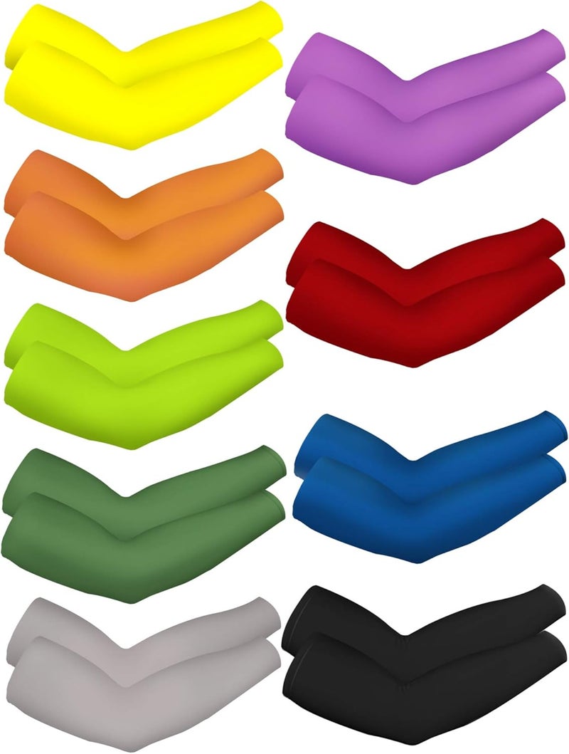 Bememo 9 Pairs UV Protection Sleeves Cooling Sleeves Long Arm Covers Arm Sleeves for Men and Women - Image 1