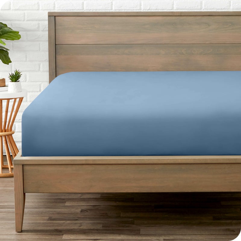 Bare Home Fitted Bottom Sheet Full Size - Premium 1800 Microfiber - Ultra-Soft Hotel Luxury - Deep Pocket - Durable and Long Lasting - Full Fitted Sheet (Full  Coronet Blue)  - Image 1