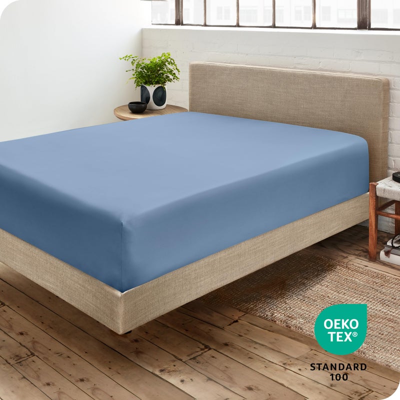 Bare Home Fitted Bottom Sheet Full Size - Premium 1800 Microfiber - Ultra-Soft Hotel Luxury - Deep Pocket - Durable and Long Lasting - Full Fitted Sheet (Full  Coronet Blue)  - Image 4