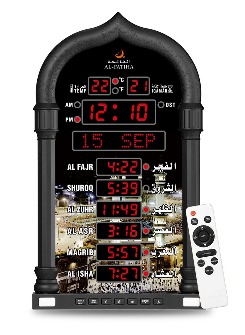 AL-FATIHA Azan Clock, LED Muslim Prayer Clock, Athan Wall Clock, Read Home/Office/Mosque Digital Azan Clock Home Decor - Image 1