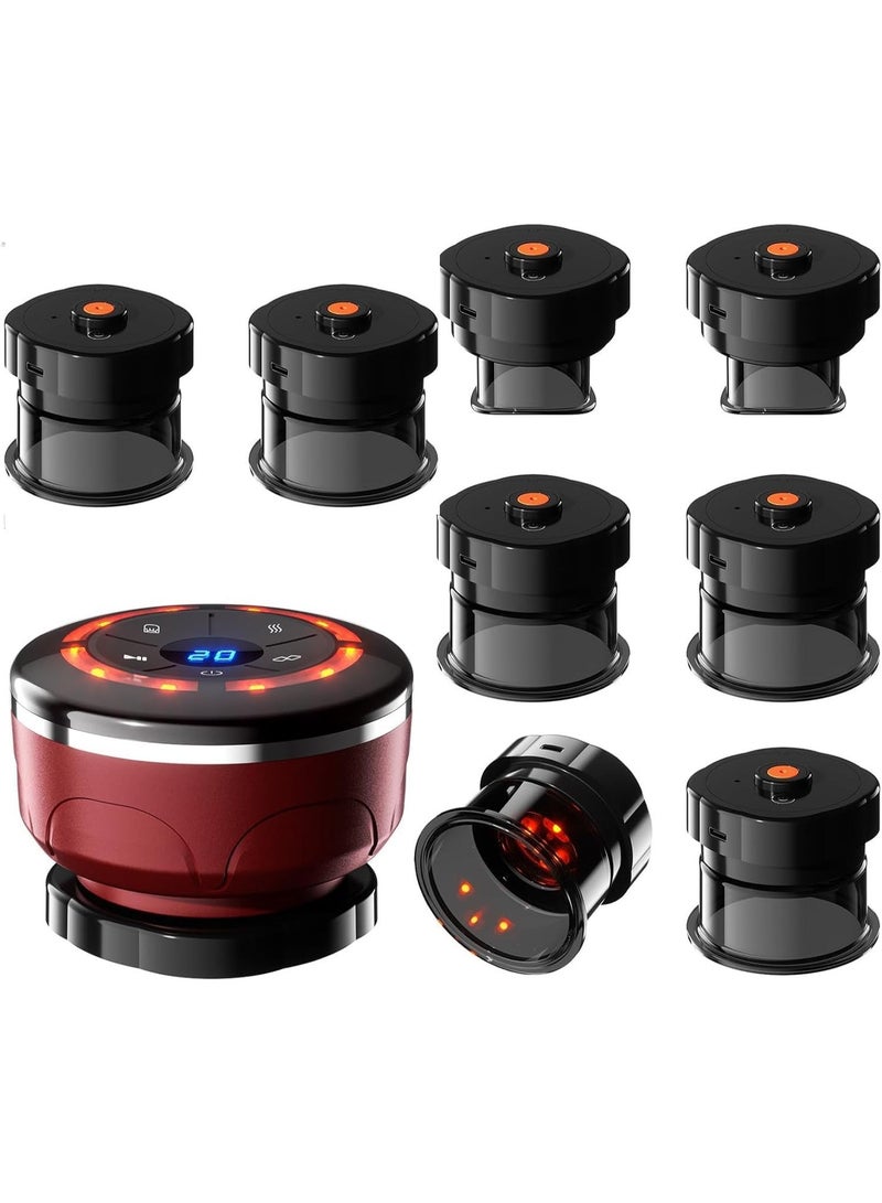 YOUWE7 Smart Cupping Therapy Set - Cellulite Massager with 8 Massage Cups, Portable Electric Device for Enhanced Blood Circulation, Reduced Cellulite, and Muscle Soreness Relief（Red） - Image 1