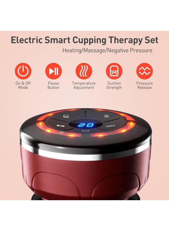 YOUWE7 Smart Cupping Therapy Set - Cellulite Massager with 8 Massage Cups, Portable Electric Device for Enhanced Blood Circulation, Reduced Cellulite, and Muscle Soreness Relief（Red） - Image 3