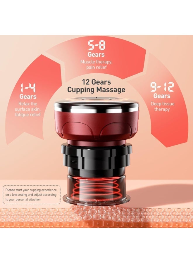 YOUWE7 Smart Cupping Therapy Set - Cellulite Massager with 8 Massage Cups, Portable Electric Device for Enhanced Blood Circulation, Reduced Cellulite, and Muscle Soreness Relief（Red） - Image 5