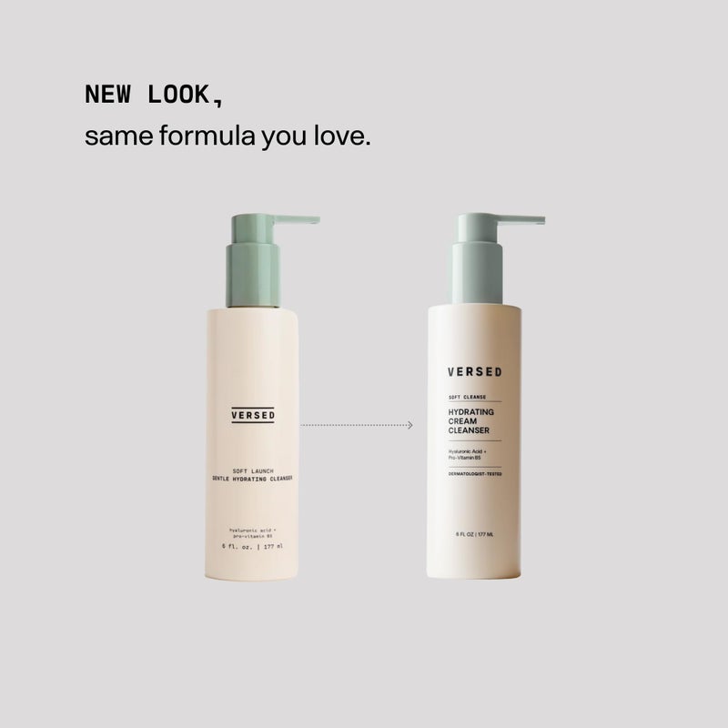 Versed Gentle Hydrating Facial Cleanser - Cream Face Cleanser with Hyaluronic Acid & Aloe Leaf Juice - Fragrance-Free cleanser for Dry Skin (6 fl oz / 177 mL) - Image 2