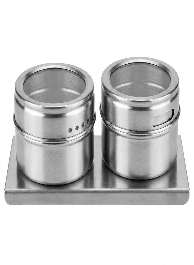 VEDHAK 2 Pcs Magnetic Spice Tins Stainless Steel 430 – Clear Top Lid with Sift & Pour Shaker | Strong Magnetic Spice Jars for Refrigerator, Kitchen Organizer, Masala Storage Container - Image 1