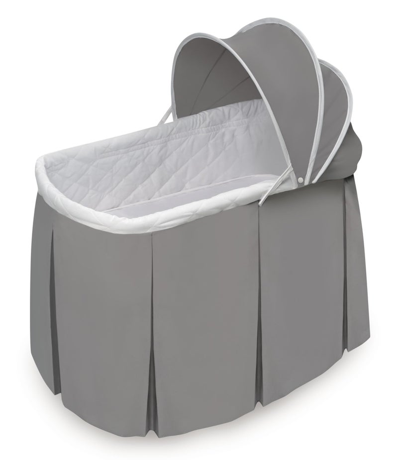 Badger Basket Cuddles Doll Bassinet with Canopy - Fits 18 to 20 Inch Dolls, Includes Storage Basket and Bedding - Pretend Play Nursery Bed for Kids - Gray - Image 1