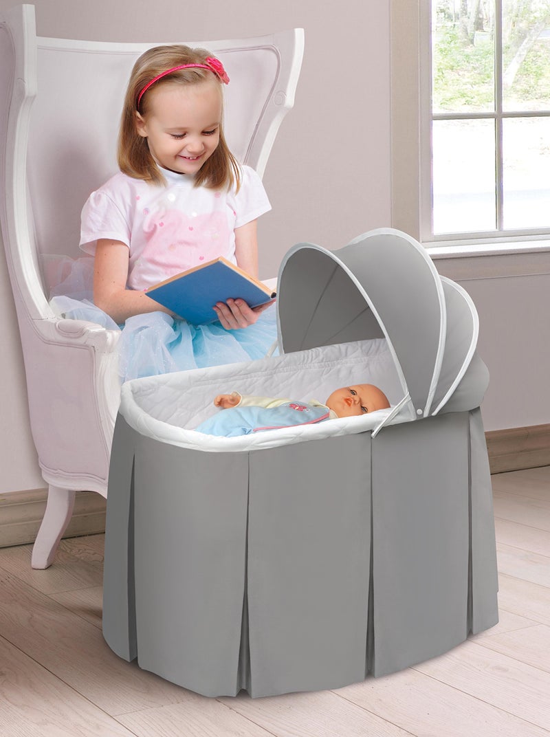 Badger Basket Cuddles Doll Bassinet with Canopy - Fits 18 to 20 Inch Dolls, Includes Storage Basket and Bedding - Pretend Play Nursery Bed for Kids - Gray - Image 5