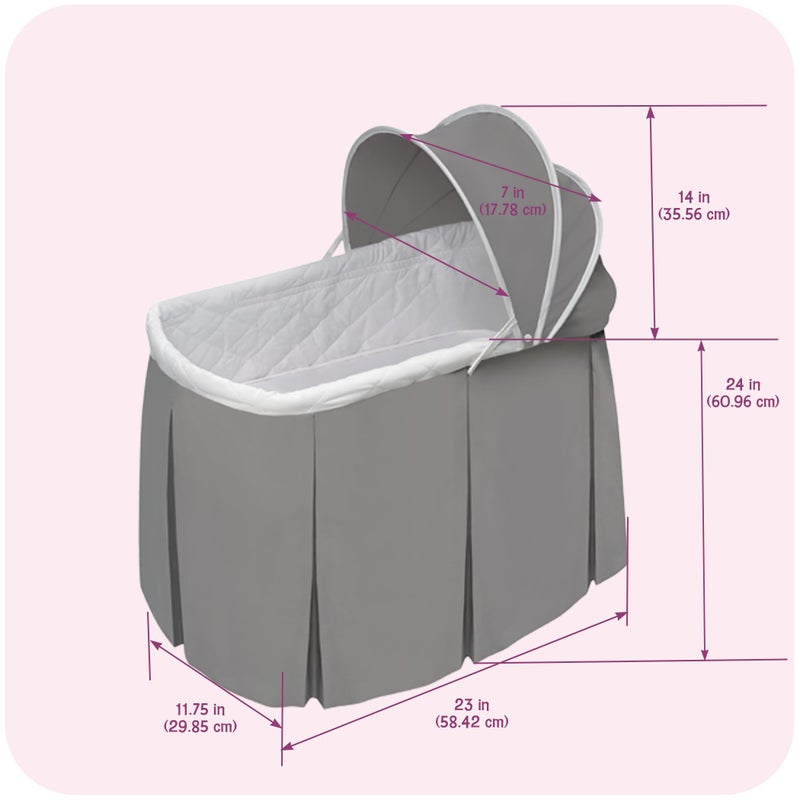Badger Basket Cuddles Doll Bassinet with Canopy - Fits 18 to 20 Inch Dolls, Includes Storage Basket and Bedding - Pretend Play Nursery Bed for Kids - Gray - Image 4