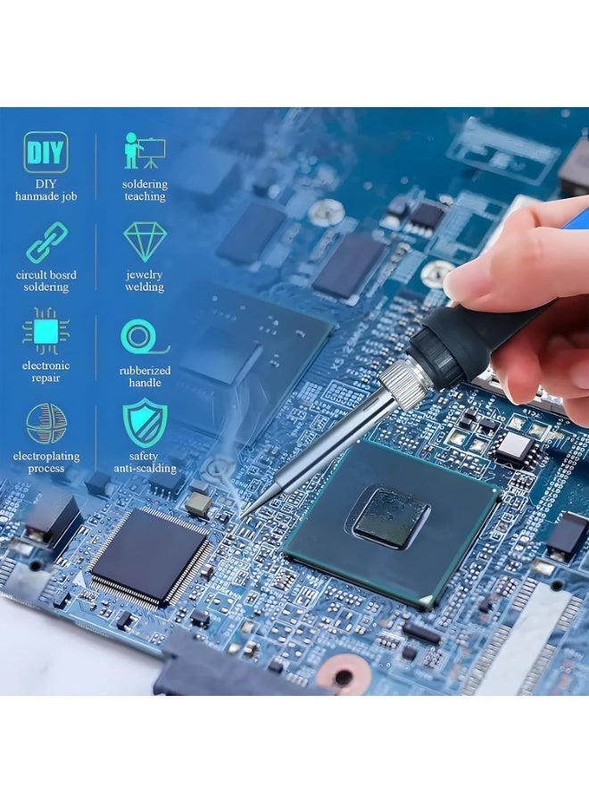 ELIKLIV Soldering Iron Kit, Portable Soldering Iron Adjustable Temperature 200-450℃ Welding Tools with 5 Solder Tips, 10g Solder Wire, Stand, 60W Solder Kit Soldering Irons Set for DIY Welding Repairing - Image 5