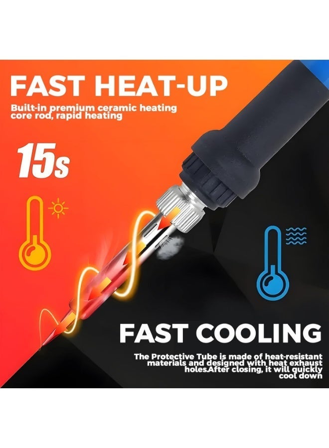 ELIKLIV Soldering Iron Kit, Portable Soldering Iron Adjustable Temperature 200-450℃ Welding Tools with 5 Solder Tips, 10g Solder Wire, Stand, 60W Solder Kit Soldering Irons Set for DIY Welding Repairing - Image 4