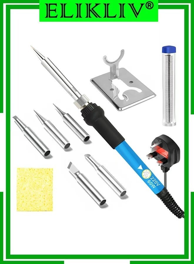 ELIKLIV Soldering Iron Kit, Portable Soldering Iron Adjustable Temperature 200-450℃ Welding Tools with 5 Solder Tips, 10g Solder Wire, Stand, 60W Solder Kit Soldering Irons Set for DIY Welding Repairing - Image 1