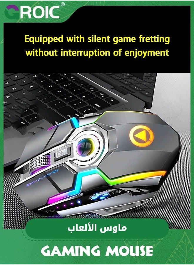 GROIC Wireless Gaming Mouse, 600Mah 2400DPI RGB Mouse High Quality Bluetooth with Mechanical Micro Switch, Plug & Play for Computer Laptop  - Image 3
