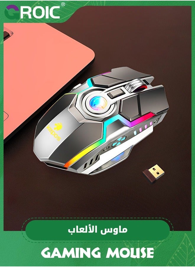 GROIC Wireless Gaming Mouse, 600Mah 2400DPI RGB Mouse High Quality Bluetooth with Mechanical Micro Switch, Plug & Play for Computer Laptop  - Image 2