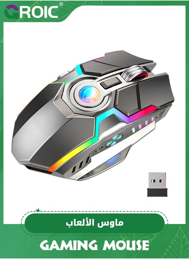 GROIC Wireless Gaming Mouse, 600Mah 2400DPI RGB Mouse High Quality Bluetooth with Mechanical Micro Switch, Plug & Play for Computer Laptop  - Image 1
