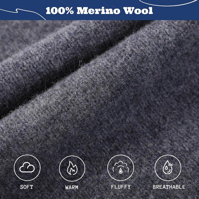 ACUSHLA 100% Merino Wool Balaclava for Women & Men Winter Warm Knit Hooded Scarf Hoodie Hat and Scarf Set in One - Image 4
