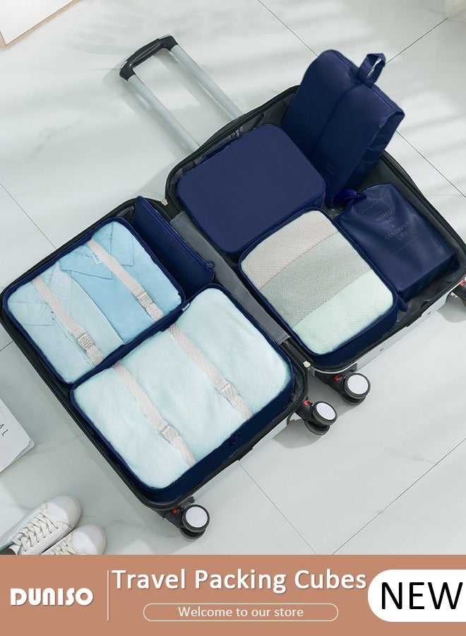 DUNISO 7 PCS Packing Cubes for Suitcases, Travel Storage Bag Set, Travel Luggage Organizer, Multi-Functional Compression Organizer Bags, Clothing Sorting Packages Travel Packing Pouches for Man and Women Travel Essentials  - Image 1
