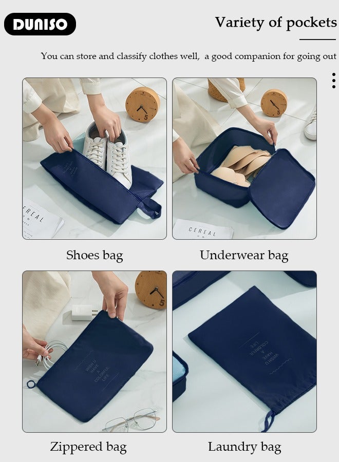 DUNISO 7 PCS Packing Cubes for Suitcases, Travel Storage Bag Set, Travel Luggage Organizer, Multi-Functional Compression Organizer Bags, Clothing Sorting Packages Travel Packing Pouches for Man and Women Travel Essentials  - Image 2