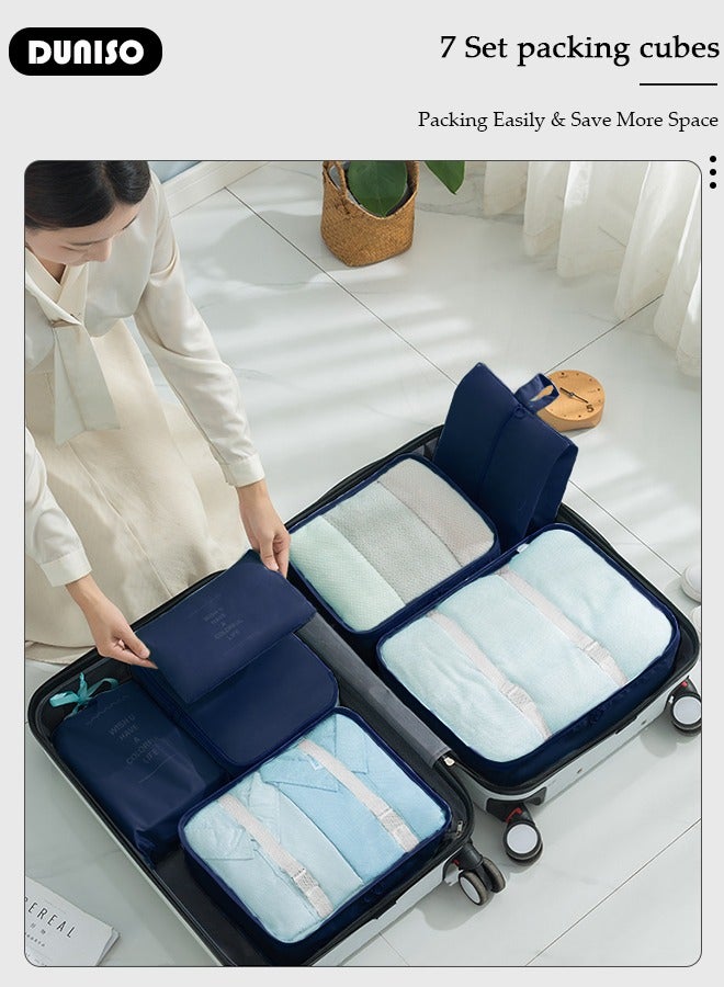DUNISO 7 PCS Packing Cubes for Suitcases, Travel Storage Bag Set, Travel Luggage Organizer, Multi-Functional Compression Organizer Bags, Clothing Sorting Packages Travel Packing Pouches for Man and Women Travel Essentials  - Image 4