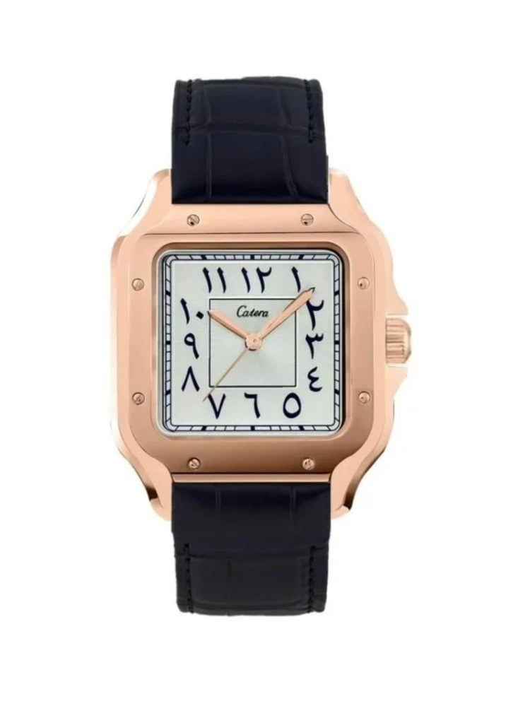 A modern, high-quality, waterproof leather men's watch from Catera