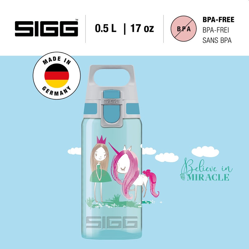 SIGG - Kids Water Bottle - Viva One Believe in Miracles - Suitable For Carbonated Beverages - Leakproof - Dishwasher Safe - BPA Free - Sports & Bike - Aqua - 17 Oz - Image 2