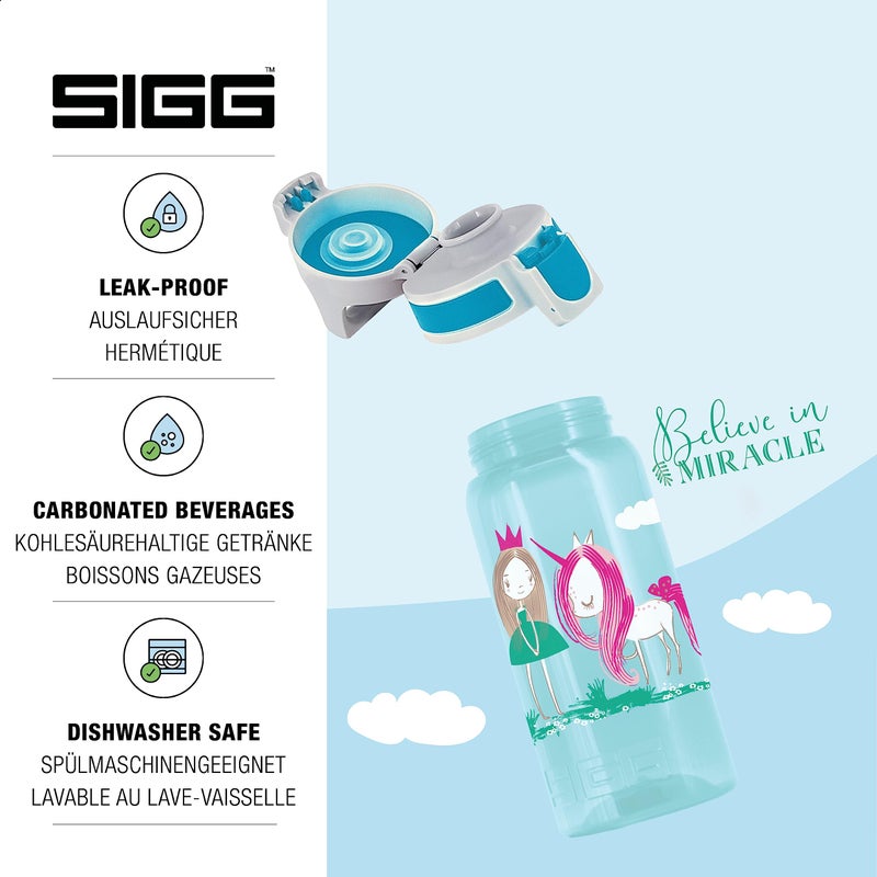 SIGG - Kids Water Bottle - Viva One Believe in Miracles - Suitable For Carbonated Beverages - Leakproof - Dishwasher Safe - BPA Free - Sports & Bike - Aqua - 17 Oz - Image 3