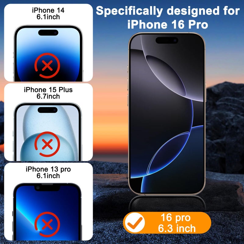 SIBEITU 3 Pack Screen Protector for iPhone 16 Pro with 3 Pack Camera Lens Protector, 6.3 Inch HD Clear 9H Hardness Tempered Glass Film, Scratch Resistent, Easy Installation, Bubbles Free - Image 2