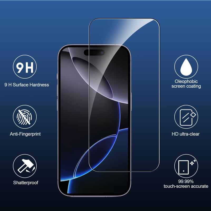 SIBEITU 3 Pack Screen Protector for iPhone 16 Pro with 3 Pack Camera Lens Protector, 6.3 Inch HD Clear 9H Hardness Tempered Glass Film, Scratch Resistent, Easy Installation, Bubbles Free - Image 3