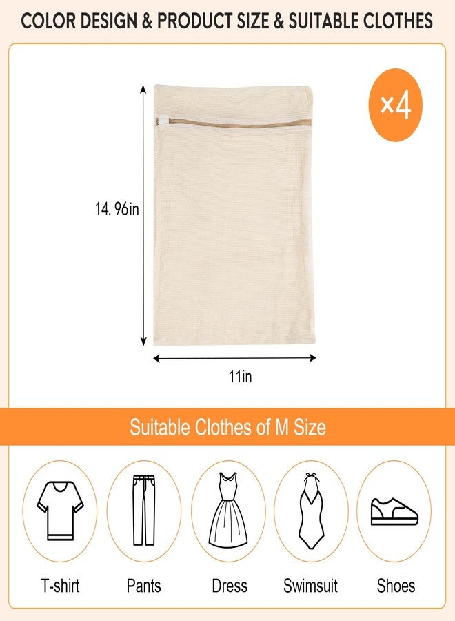 NAHADS 4-Piece Medium Durable Organic Cotton Mesh Laundry Bags with Sturdy Zippers and Breathable Mesh are Delicate Laundry Bags for Underwear, Clothes, Pants and Socks - Image 4