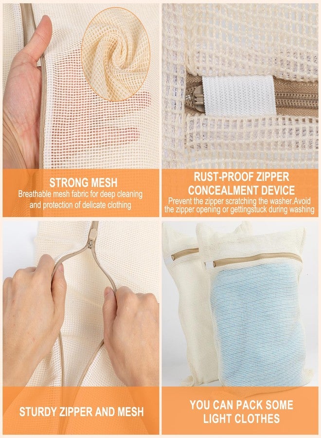 NAHADS 4-Piece Medium Durable Organic Cotton Mesh Laundry Bags with Sturdy Zippers and Breathable Mesh are Delicate Laundry Bags for Underwear, Clothes, Pants and Socks - Image 5