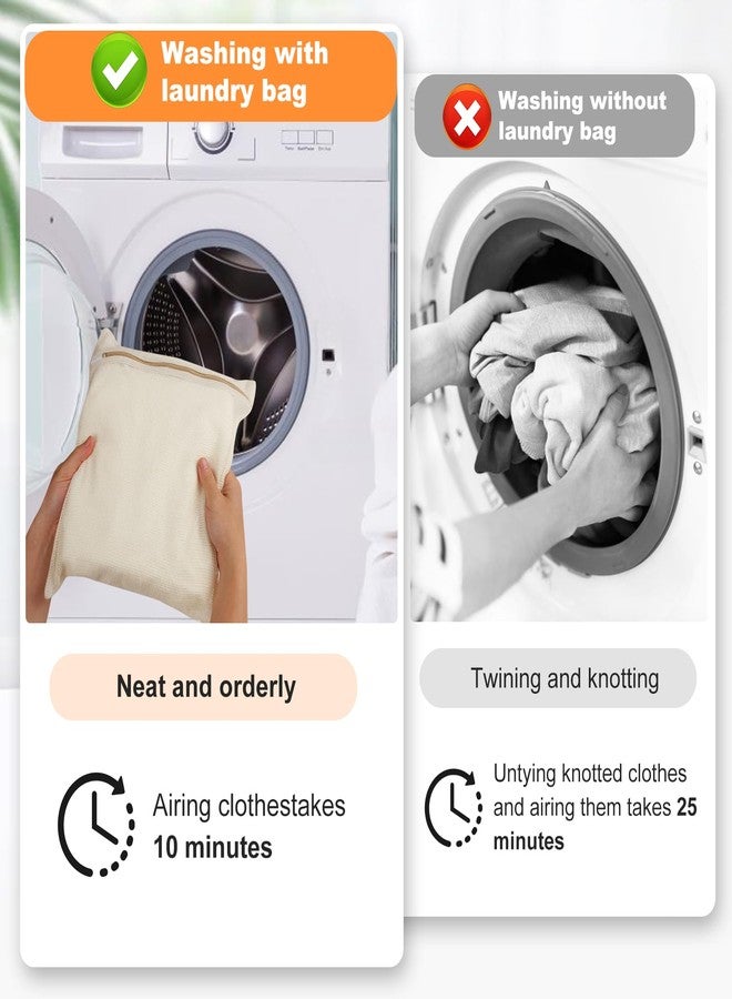 NAHADS 4-Piece Medium Durable Organic Cotton Mesh Laundry Bags with Sturdy Zippers and Breathable Mesh are Delicate Laundry Bags for Underwear, Clothes, Pants and Socks - Image 2