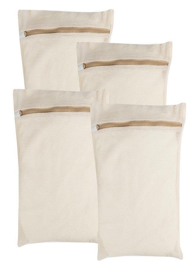 NAHADS 4-Piece Medium Durable Organic Cotton Mesh Laundry Bags with Sturdy Zippers and Breathable Mesh are Delicate Laundry Bags for Underwear, Clothes, Pants and Socks - Image 1