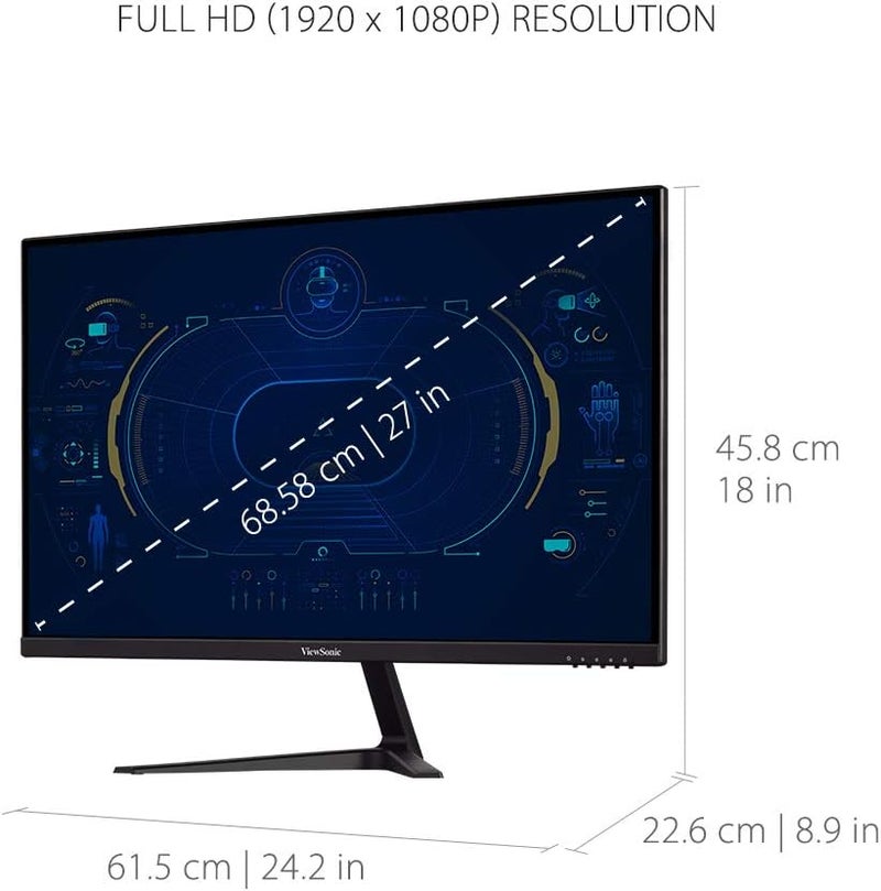 فيوسونيك VX2718-P-MHD 27 بوصة بدون إطار بدقة كاملة عالية 1080p 165 هرتز 1 مللي ثانية شاشة ألعاب مع Adaptive-Sync والعناية بالعين ومنفذي HDMI وDisplay Port، أسود - Image 5