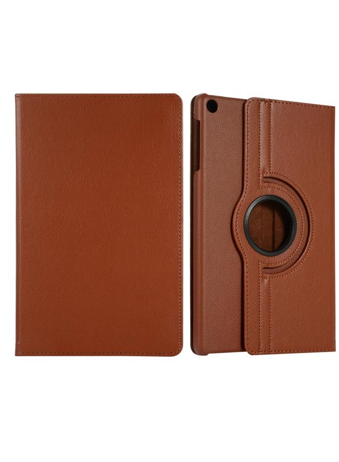 جرين تايجر حافظة جلدية للكمبيوتر اللوحي Huawei Matepad SE 10.4 تدور 360 درجة من نسيج الليتشي باللون البني - Image 1