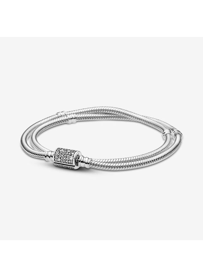 DORA Double Wrap Barrel Clasp Snake Chain Bracelet - Image 1