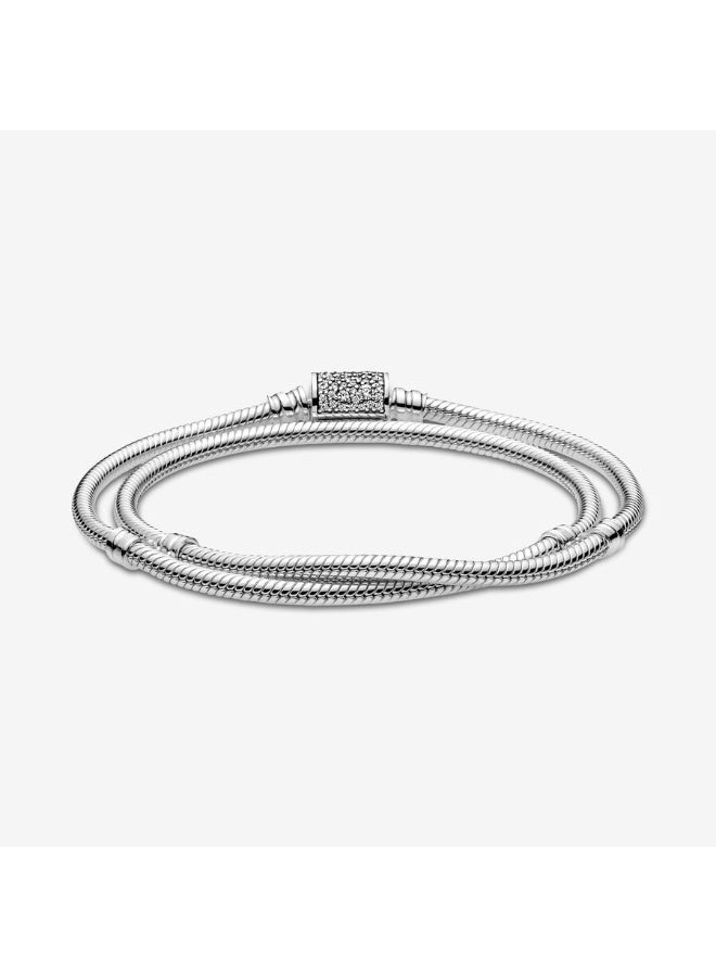 DORA Double Wrap Barrel Clasp Snake Chain Bracelet - Image 2