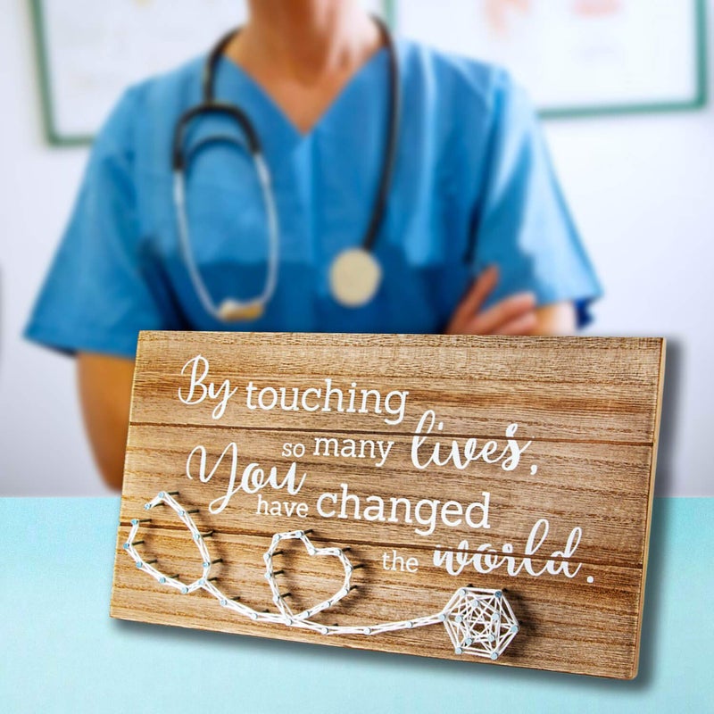 VILIGHT Nurse Thank you Gifts for Women Men - Nurse Retirement Gift Sign - By Touching So Many Lives You Have Changed The World - Handmade 3D String Art 12x6.6 Inches - Image 2