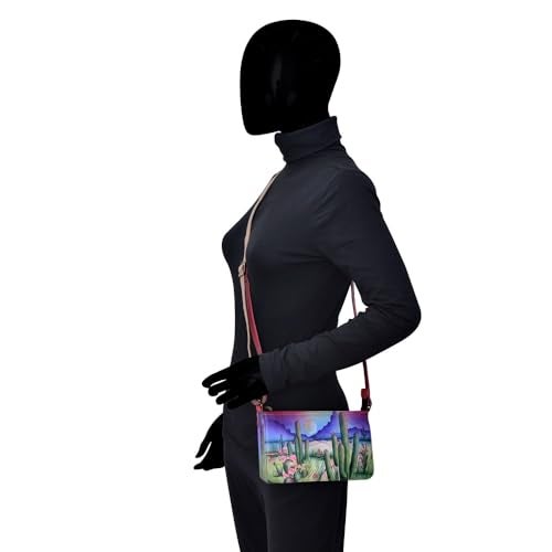 Anna by Anuschka Women's Original Genuine Leather Hand-Painted Crossbody Organizer - Leather Handbag for Women - Desert Moon - Image 4