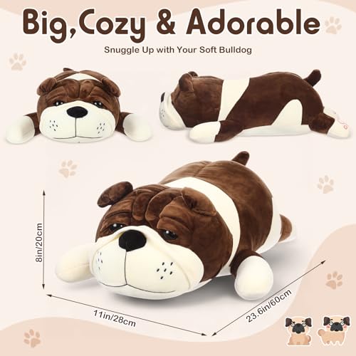 Vertintong 236 Soft Dog Plush Huggable Stuffed Animal Pillow for Kids Birthday Gift Brown Cuddle Puppy Toy for Sleep Support Washable Bedtime Companion for Boys Girls - Image 5