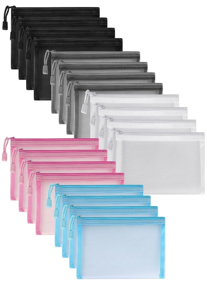 Sinzip 20 Pack Multicolored Zipper Mesh Pouch, Zipper Pencil Pouches Pen Bags, Multipurpose Travel Bags for Cosmetic School Office Supplies and Travel Accessories, 10 Colors (Assorted E) - Image 1