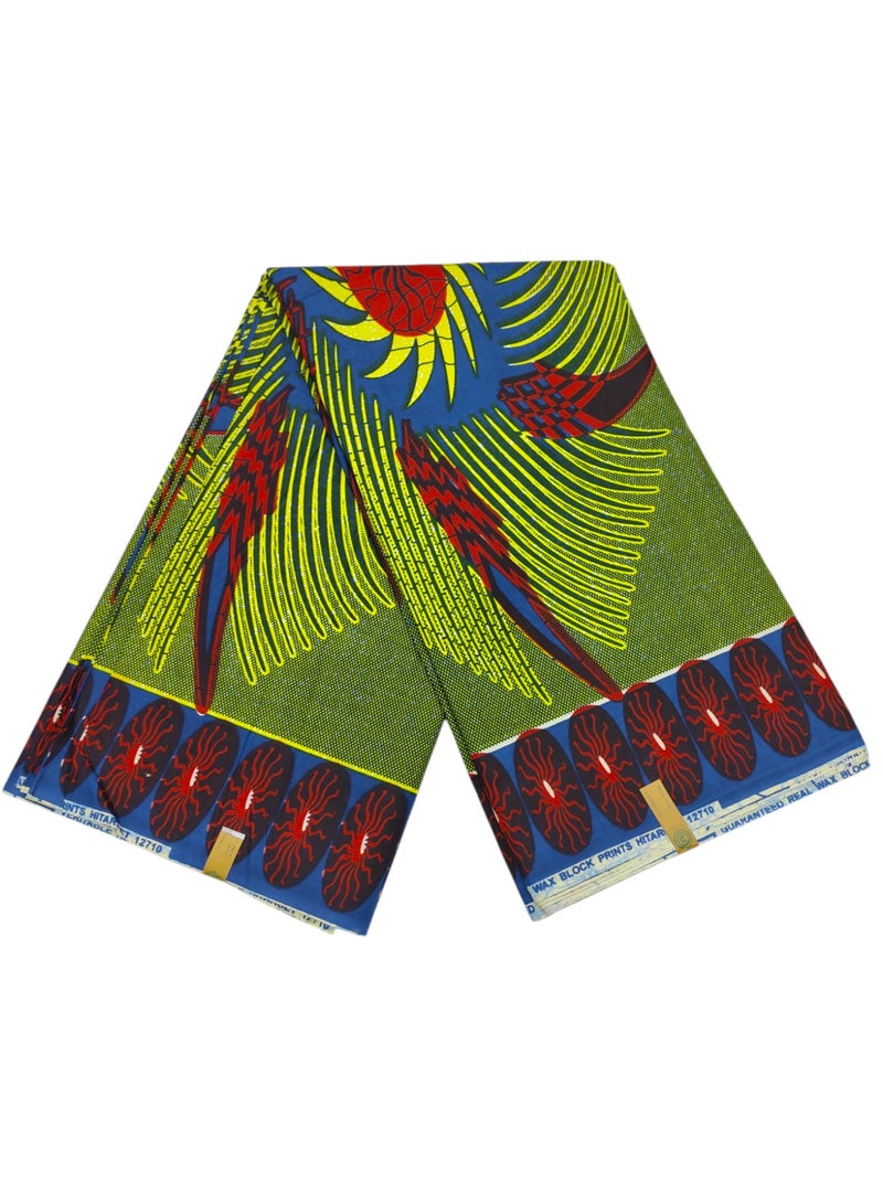 African Fabric 100% Cotton Hitarget Wax 6 Yards (12710) - Image 1
